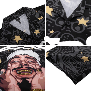 Nouveauté Chemises décontractées pour hommes de style streetwear à manches courtes avec impression par sublimation personnalisée de haute qualité, coupe régulière, respectueuses de l'environnement - Product Image 3