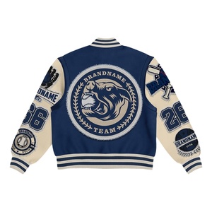 Blouson universitaire OEM 2026 de luxe, blouson Letterman personnalisé avec manches en cuir, blouson universitaire vierge uni, vente en gros USA - Product Image 4