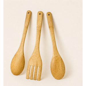 Ensemble de cuillères de cuisine en bois, cuillères et fourchettes à salade en bois naturel faites à la main pour ustensiles de cuisson antiadhésifs, prix de gros - Product Image 3