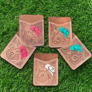 ที่ใส่บัตรเอทีเอ็มสำหรับทุกเพศ, ที่ใส่บัตรหนังแท้สไตล์ตะวันตกดีไซน์เนอร์แกะสลักด้วยมือขายดีใหม่ - Product Image 5
