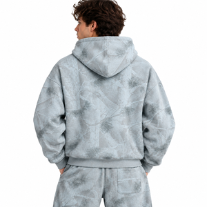 Unisex Printed Zip Hoodie Set Custom Botanical Pattern Fleece Sweatshirt Jogger Co Ord Casual Streetwear OEM <b>Tie</b>-<b>Dye</b> <b>Hoodies</b> USA - Product Image 2