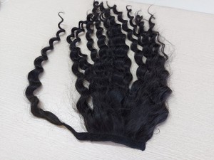 Venta caliente Afro Kinky Straight Drawstring Pony Tail Hair Extension Super Wave Wrap Around Clip Virgen Hair Grade Ponytails - Product Image 5