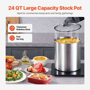 Pentola in Acciaio Inox da 24 Qt con Coperchi da 32cm e 40cm, Grado Commerciale Resistente - Product Image 2
