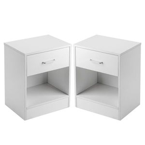 2 mesitas de noche blancas con cajón, muebles elegantes para dormitorio - Product Image 4