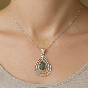 Pendentif en pierre précieuse labradorite bleue, argent sterling 925 |   Pendentif plaqué or rose et or jaune |   Collier en cristal de guérison, cadeau - Product Image 2