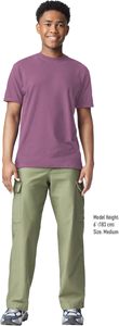 T-shirt pour homme à manches courtes, col rond, violet, 100% coton, coupe classique, décontracté, couleur unie, jersey tricoté, design uni teint - Product Image 2