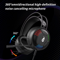 LDON X1 Headset Gaming Profesional Over-Ear Berkabel dengan Mikrofon, Lampu LED RGB, Suara Surround 7.1, Kabel 1.8m, Volume Sesuai Kebutuhan PC