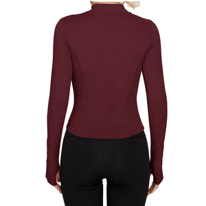 OEM service Custom Manufacturers Stretchy Sculpting Slim Fit Crop Zip <b>Yoga</b> <b>Jacket</b> With Thumb Holes for Women Cheap Price - Product Image 2