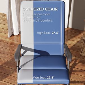Dark Blue Set of 2 Outdoor Folding Rocking <b>Chairs</b> 400 Lbs. Capacity Wide Seat with <b>Padded</b> High Back - Product Image 5