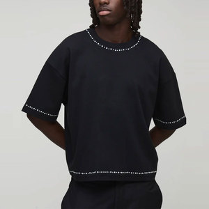 Novedades en Ropa Urbana para Hombre, Camiseta con Pedrería, Diseño Personalizado, Estilo Urbano de Alto Rendimiento, 100% Algodón - Product Image 1