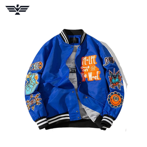 Men's <b>Black</b> Eco-Friendly Bomber Jacket Streetwear Color Blocking Design Varsity Coat Winter Loose Fit Stand Collar Horn <b>Button</b> - Product Image 6
