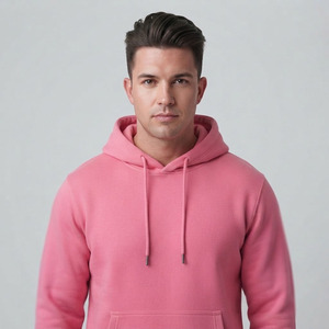 <b>Men's</b> <b>Pink</b> Hooded <b>Sweatshirt</b> Regular Fit Fleece Cotton Casual Pullover With Pocket Autumn Wear - Product Image 4