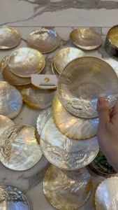 จานมุกทรงกลมขอบเงิน/ทอง - จานมุกทรงกลมขอบทองแดงทองคำขาวเบลูก้าสเตอร์เจียน - Product Image 4