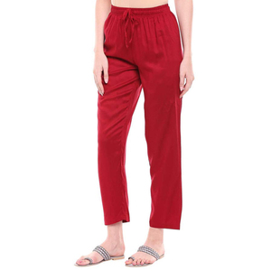 Women's <b>Trousers</b> Red <b>Harem</b> Pants High Waist Drawstring Loose Fit Ankle-Length Casual Pants With Pockets 100% Cotton Summer Style - Product Image 5
