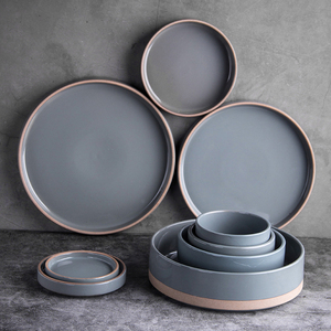 Premium White Blue <b>Ceramic</b> Dinner <b>Set</b> Gold Inlay Pattern Reusable Modern Luxury Stylish Serving Plates Decorative Soup Bowls - Product Image 1