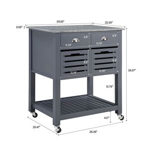 Carrello da Cucina Mobile con Isola, Cassetto e Cesto Portaoggetti Estraibile in Rete - Product Image 2