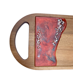 Coastal Wood Serving <b>Tray</b> With Resin Ocean Wave Design Handmade Rectangular Kitchen Tableware <b>Storage</b> Holder - Product Image 4