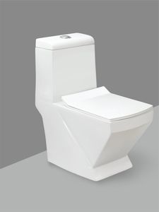 Inodoro de una pieza de cerámica cuadrado para baño comercial y residencial, con descarga por gravedad Cristo, sifón en S, de alta resistencia - Product Image 2