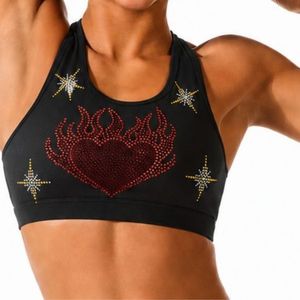 Women's Rhinestone Cheerleading Uniform Set Sleeveless <b>Crop</b> <b>Top</b> and Shorts Stretchy Sparkle Dancewear for Performance - Product Image 6