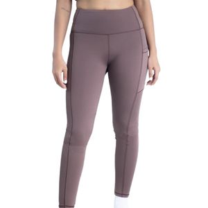 Leggings Capri taille haute gris taupe pour femme, pantalon de sport extensible et ajusté avec design ergonomique pour le yoga, la course et l'entraînement physique - Product Image 1