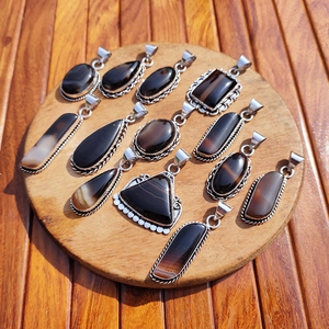 Collar de Plata con Colgante de Ágata Natural de Botsuana, Joyería Artesanal de Piedras Preciosas para Mujer, Estilo Bohemio Tibetano, Venta al Por Mayor - Product Image 4