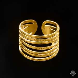 Bague multicouche dorée anti-ternissement PRAO Bagues de mode à taille réglable - Product Image 1