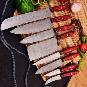 Juego de Cuchillos Artesanales de Acero de Damasco con Mango de Madera de Palisandro para Diestros, Hoja de 9 Pulgadas, Apto para Lavavajillas, Afilado, para Cocina y Uso en Exteriores - Product Image 2