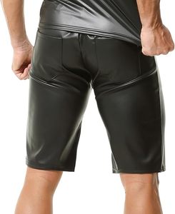 Shorts de jogging sans manches pour homme en cuir de vachette de qualité, avec fermeture éclair, motif uni, respirant, tissé, style urbain - Product Image 3