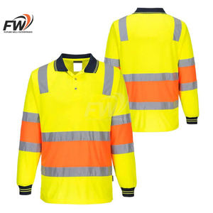 Chemise polo de travail à manches longues en polyester pour mécaniciens, construction, haute visibilité, réfléchissante, sécurité, travail automobile, construction - Product Image 6