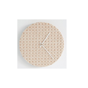 Luxury Woven Rattan Hanging <b>Wall</b> <b>Clock</b> Abstract Geometric Pattern Face Minimalist White Hands Modern Rustic Eco-Friendly Design - Product Image 1