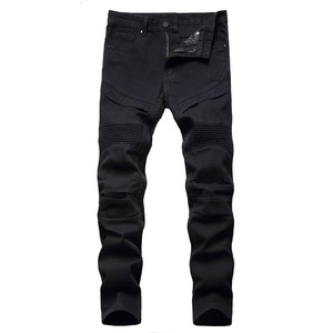 Pantalon en jean plissé décoratif uni respirant blanc et noir pour homme, coupe droite, décontracté, été et hiver - Product Image 2