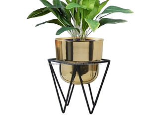 Haute Or Poli Pot De Fleur Jardinières Stand Nouveau Design Décor À La Maison pour Intérieur Salon De Mariage Hôtel Poudre Enduit - Product Image 1