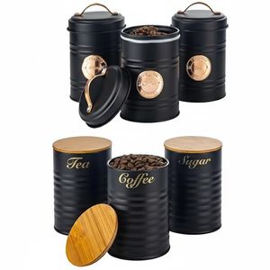 Pink Metal Storage Containers <b>Set</b> With Lids Airtight Cylinder Vintage Design For <b>Tea</b> <b>Coffee</b> <b>Sugar</b> Kitchen Food Preservation - Product Image 4
