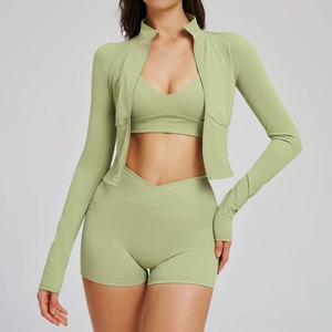 ชุดโยคะ ชุดออกกำลังกาย เสื้อกีฬาซิปยืดหยุ่น กางเกงในกีฬา กางเกงปั่นจักรยาน กางเกงออกกำลังกาย วิ่ง ฟิตเนส ชุดออกกำลังกายทันสมัย - Product Image 5