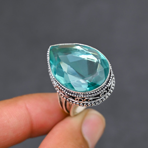 Magnifique bague tendance en topaze bleue, en argent sterling 925 massif, bijoux faits à la main, vente en gros directe usine - Product Image 4