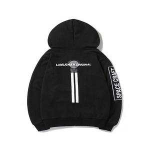 <b>Zip</b> up Hoodie 100% Cotton Winter Black Space Graphic Printed Striped Heavyweight Fleece Custom - Product Image 2