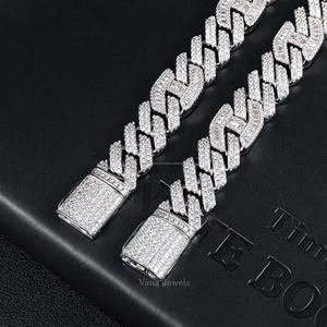 Pulsera de eslabones cubanos de moissanita de lujo de 14MM de ancho, joyería de Hip Hop de Plata de Ley 925, comprador de exportación al por mayor - Product Image 3