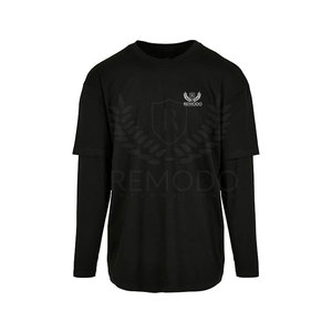 เสื้อยืดแขนยาวทรงหลวมสำหรับผู้ชาย ผ้าฝ้าย 100% ระบายอากาศได้ดี คอกลม สวมใส่สบาย ทรงปกติ พร้อมพิมพ์โลโก้ด้านหน้าตามสั่ง - Product Image 2
