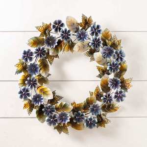 Luxury Metal Floral <b>Wall</b> Art Wreath Decorative Flower <b>Leaf</b> <b>Wall</b> Hanging Home Living Room Accent <b>Decor</b> Piece - Product Image 3