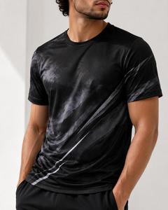 Men's Short Sleeve O-Neck <b>Geometric</b> Print Quick Dry Knitted Polyester T-<b>Shirt</b> Slim Fit Sporty Style Men T-<b>Shirt</b> - Product Image 5