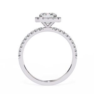 18K Solid White Gold 2ct Radiant Lab Grown Diamond Halo Engagement Ring IGI E VVS Pave Shank Bridal Jewelry Gift - Product Image 3