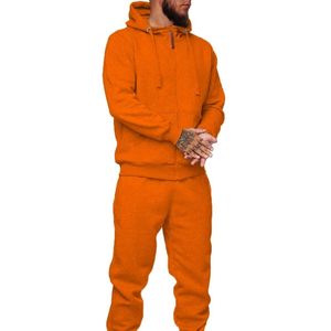 Ensemble de survêtement en molleton orange personnalisé pour homme, ensemble de jogging à capuche pour l'hiver, pour la salle de sport, l'entraînement, la course à pied, le streetwear décontracté - Product Image 3