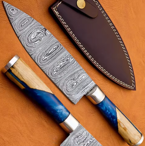 LEGACY BLADES Damascus Steel Chef <b>Knife</b> 7-8in Hand Forged Modern Wood Handle Razor <b>Sharp</b> Ambidextrous Dishwasher <b>Kitchen</b> <b>Knife</b> - Product Image 2