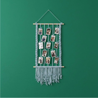 Tapisserie murale en macramé en coton, étagère en bois, rideau à franges tissé à la main, contemporain, écologique, haute qualité, anniversaire