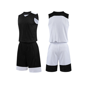 Ensemble d'uniformes de basketball unisexe sans manches, col en V, maille respirante colorée, maillot et short sublimés pour adultes - Product Image 1