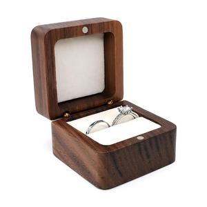 Emballage vide en bois pour bijoux Boîte de luxe granuleuse pour bijoux et bagues en diamant - Product Image 5