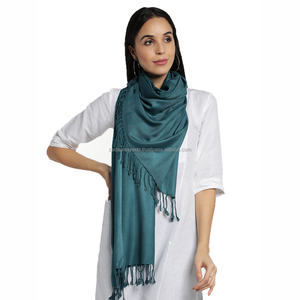 High Quality Viscose Pashmina Shawl for Women Girls Solid Customizable Logo Tags Long Ethnic Classic Plain Design Low Minimum - Product Image 1