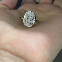 Anillo de compromiso y boda victoriano georgiano de 3 quilates con diamante ovalado cultivado en laboratorio, certificado IGI, oro amarillo de 18k, corte de lujo, engaste tipo botón, envío gratis
