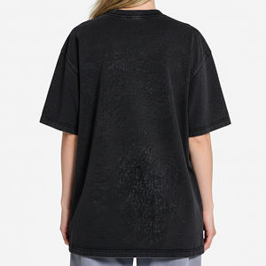 Camiseta de cuello redondo 100% algodón para mujer, personalizada OEM/ODM, transpirable, de color sólido, a la moda, con lavado ácido, para verano. - Product Image 6