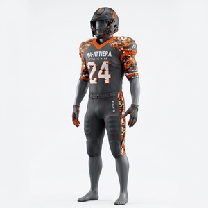 Custom Men's Charcoal Orange American Football Uniform <b>Padded</b> Jersey <b>Pants</b> Set Sports Team Apparel - Product Image 3
